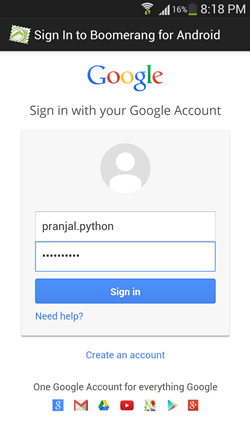 login page