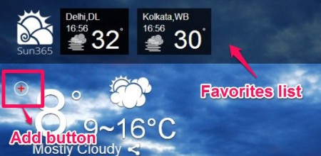 Sun365-online weather app-favorites list