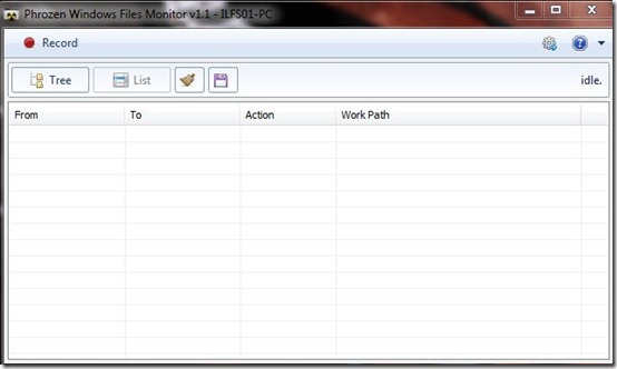 phrozen Windows File Monitor- interface