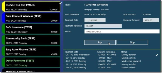 Bill Dashboard - payments details