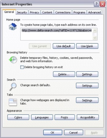 Control Panel Command - Internet Properties