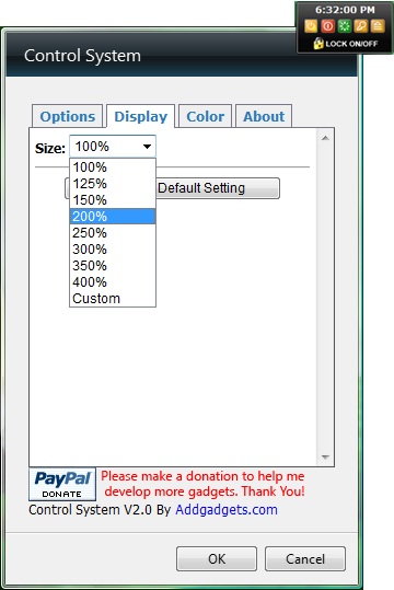 Control System - Settings