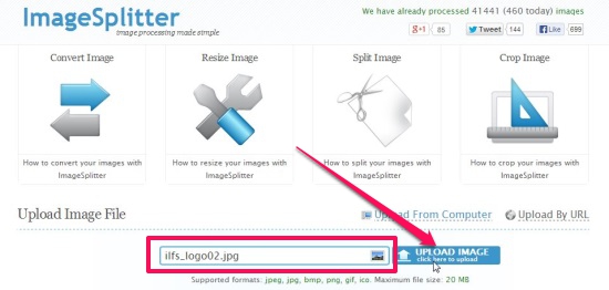 Imagesplitter - Uploading Image