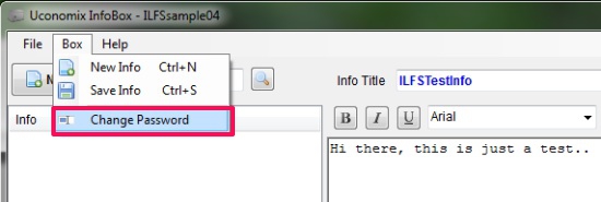 InfoBox - Changing Password