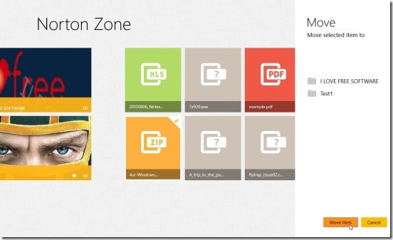 Norton Zone Cloud File Sharing - moving file