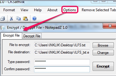 NotepadZ- encrypt decrypt a text file