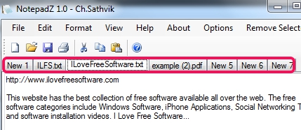 NotepadZ- open multiple text files in separate tabs