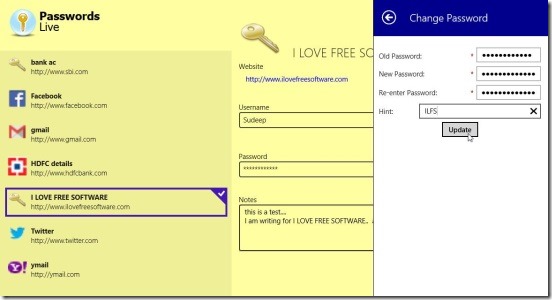 PasswordsLive - changing password