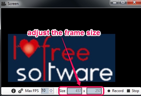 Screen to Gif- adjust the recording frame size