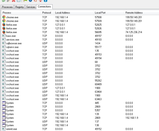 SterJo Task Manager- connections tab