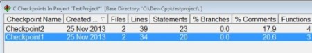 SourceMonitor - Multiple Checkpoints