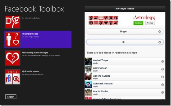 Facebook Toolbox - single friends