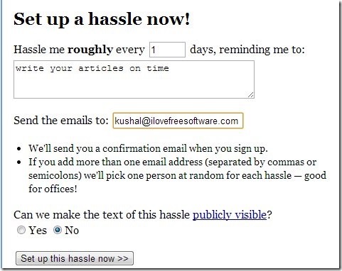 Hassle Me-maintain new year resolutions-home page