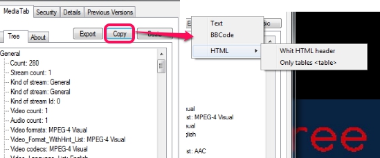 MediaTab- copy media file information