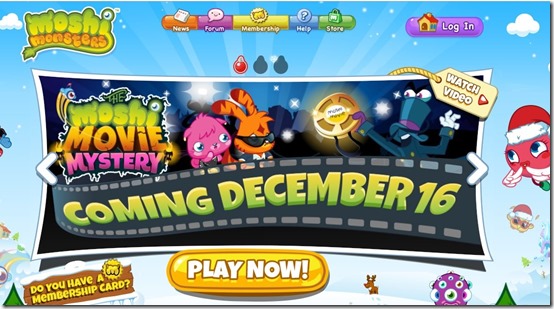 Moshi Monsters-social network for kids-home page