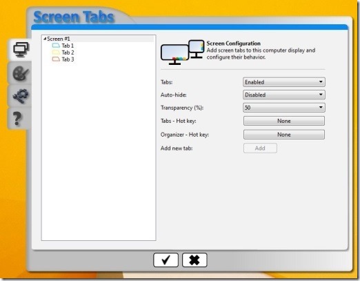 ScreenTabs settings