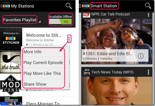 Stitcher radio podcasts