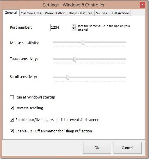 Windows 8 Controller - sensitivity settings