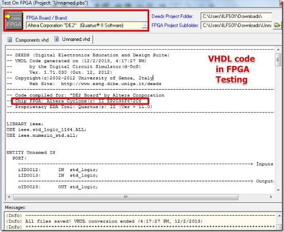 Deeds  - FPGA VHDL code