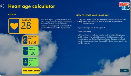 Heart Age - calculated heart age and remides