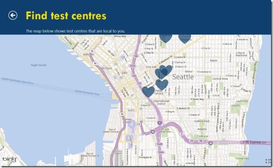 Heart Age - test centers mapped in Bing maps