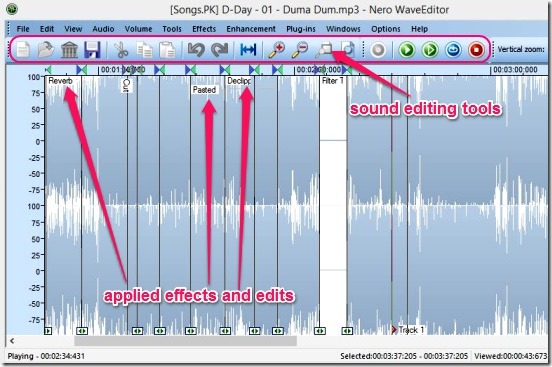 Nero WaveEditor - interface