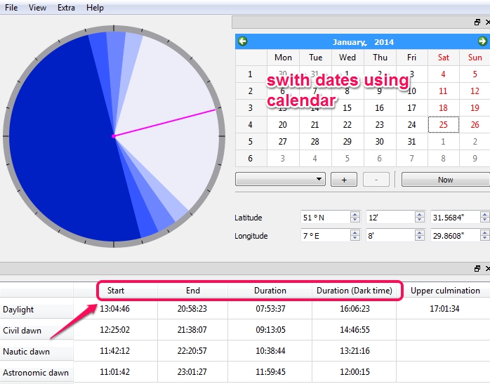 SunCalculator- calculate sunrise and sunset times