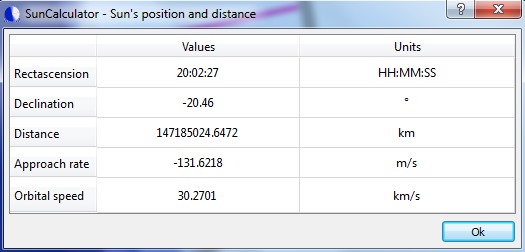 SunCalculator- sun's position and distance