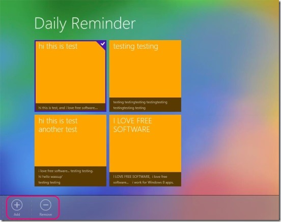 Tiles Reminder - add or remove reminder