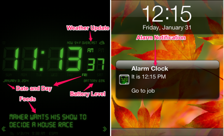 Alarm Clock Main Window and Notification