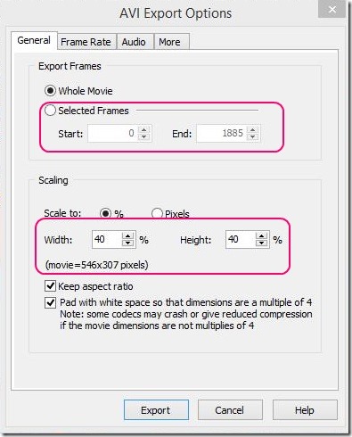 Windows 8 tutorial - cropping recording and choosing dimensions 