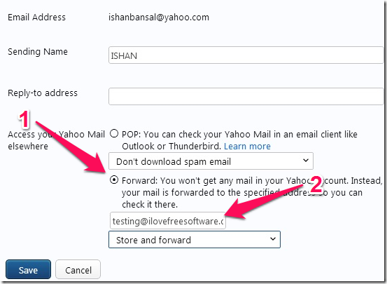 Yahoo Setup Forwarding