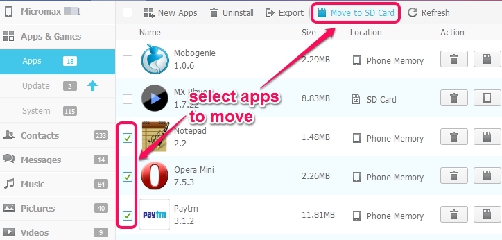 move apps from phone memory to SD card