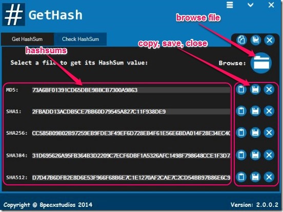 GetHash - generating hashsums