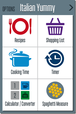 Cooking App Main Window