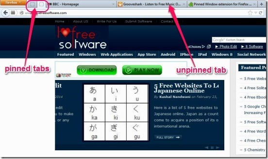 Pinned Window - pinned tabs and un-pinned tabs