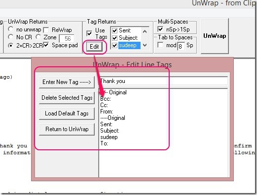 UnWrap - editing and adding new tags