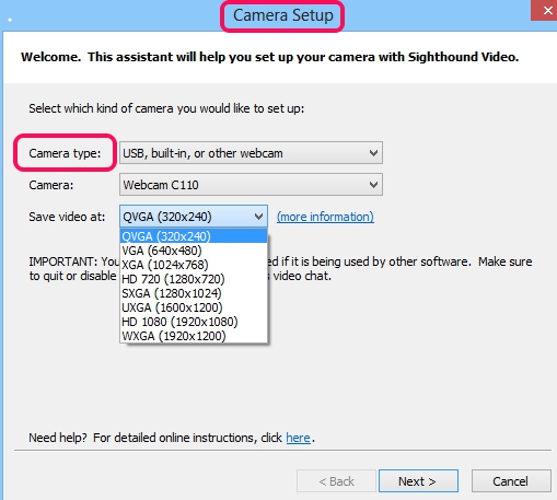 camera setup wizard