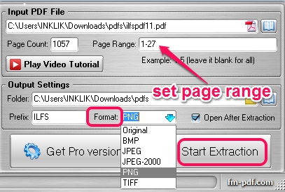 set page range and start execution