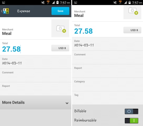 Add Expense Expensify for Android