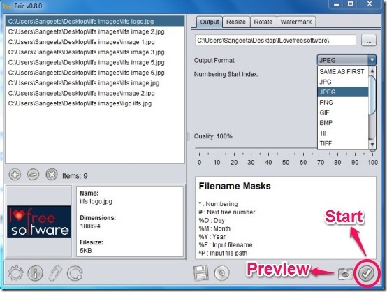 BRIC- Output options