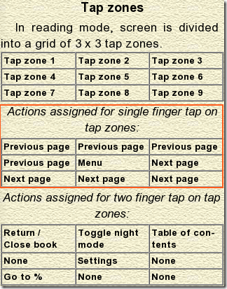 Cool Reader-Tap Zones