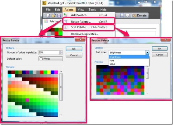 Cyotek Palette Editor-reorder & resize palette