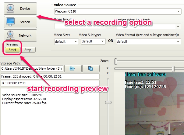 Free Screencast- set recording device