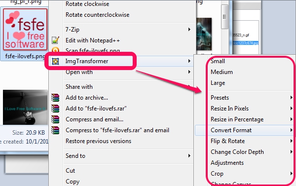 ImgTransformer- context menu integration