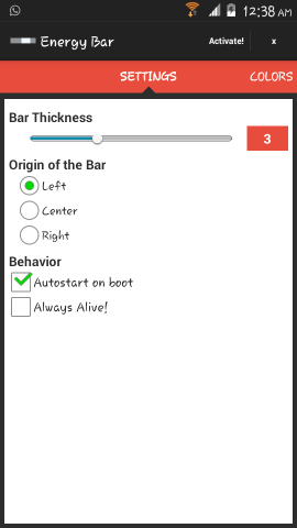 Installing and customizing Energy Bar for Android