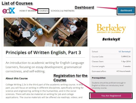 edX register for course