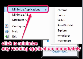 minimize any running application