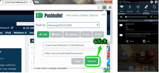 push From Chrome to Android device using pushbullet