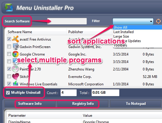 select programs to uninstall